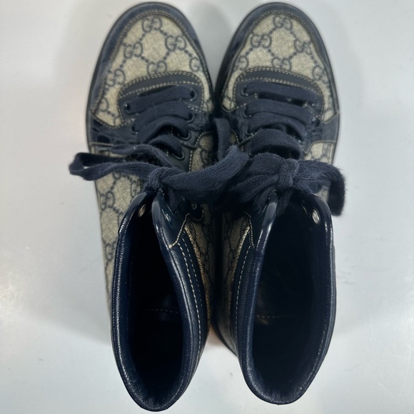 Gucci High Top Blue Croc Leather Monogram GG Canvas Sneakers Eu 36 US 6 - Picture 6 of 11